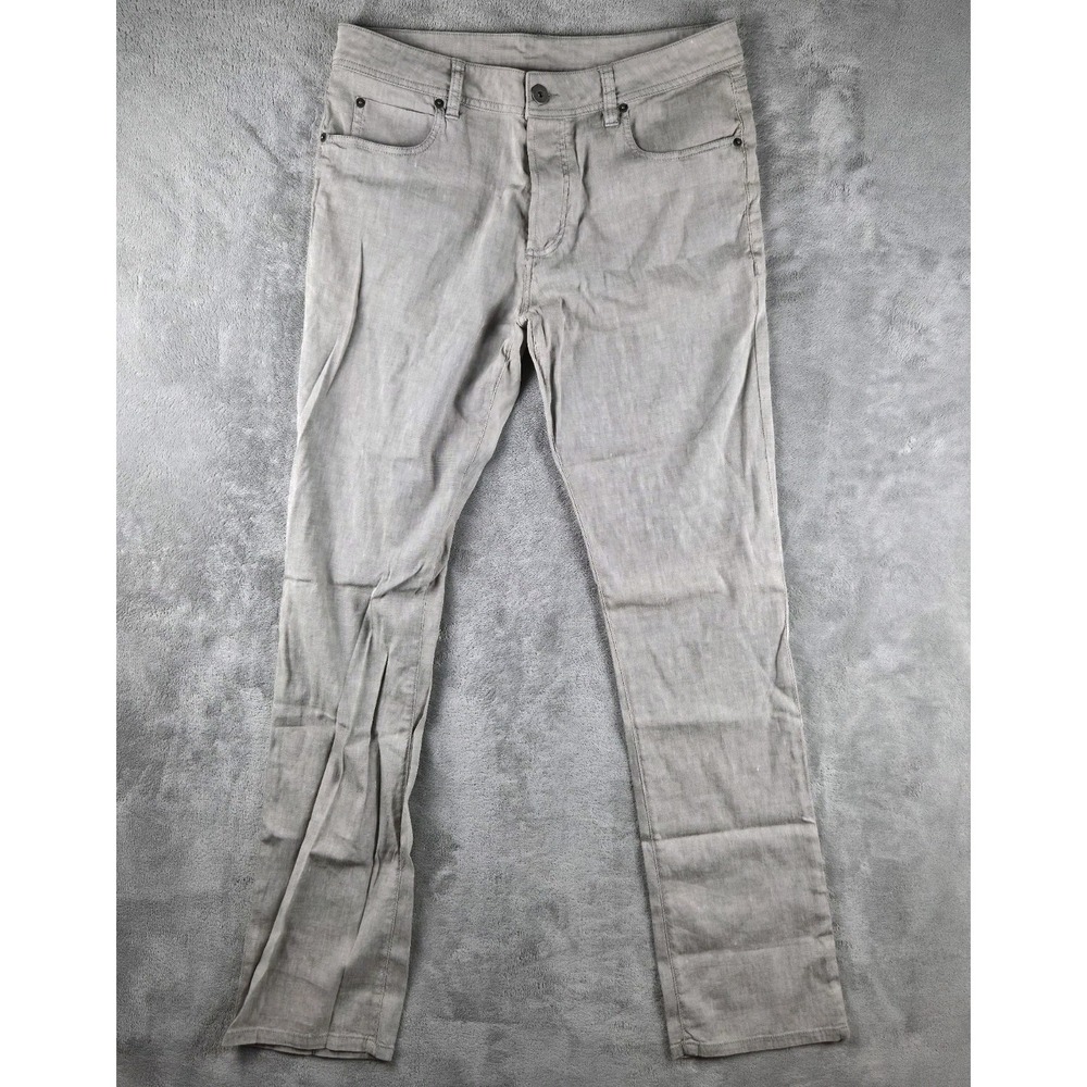 James Perse Contrast 5 Pocket Linen Blend Pants in Fog Pigment Men 33x35(34x35)